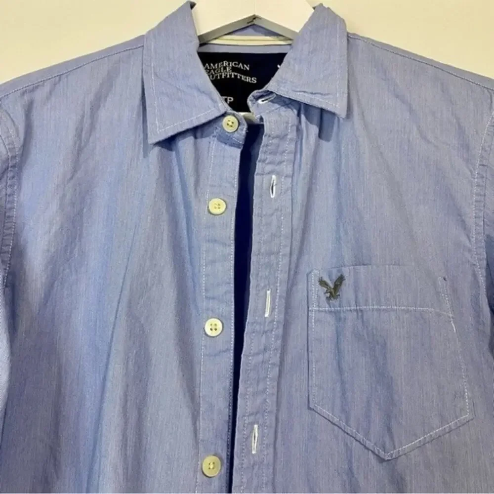 American Eagle Outfitters Men’s Button Down Collared Shirt Blue Size XS EUC
